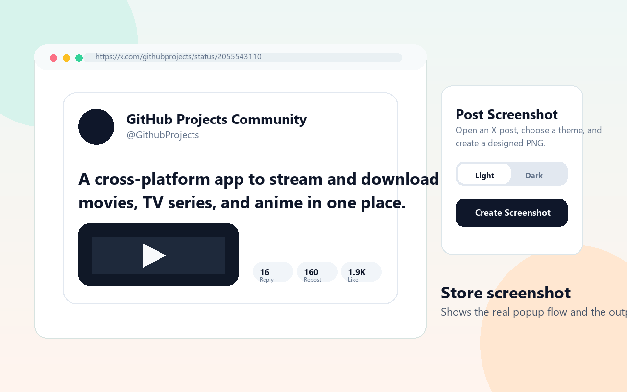 X Post Screenshot Studio store screenshot